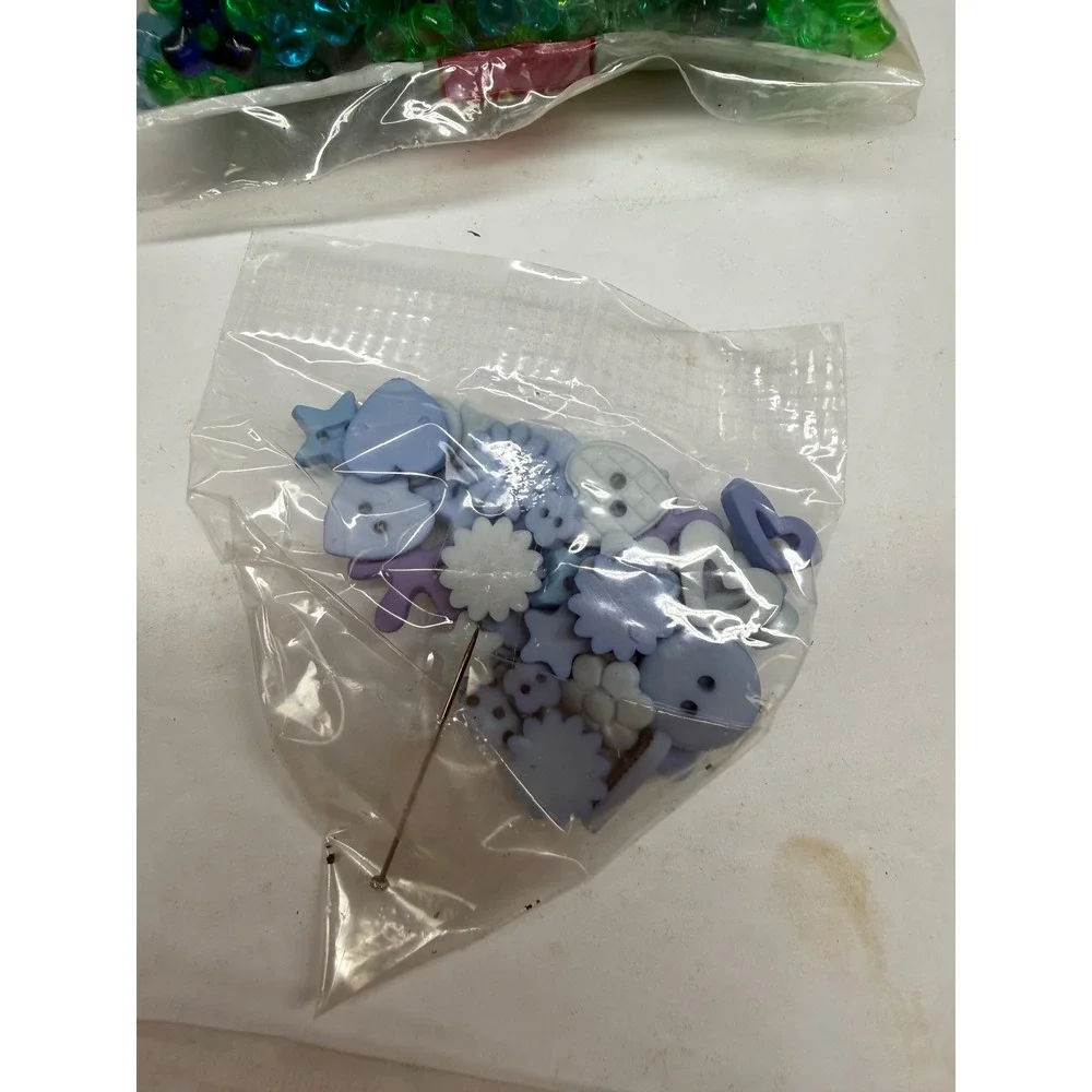 Mixed Craft Lot The Beadery Tri-Beads Glass Foil Beads Sequins Novelty Buttons